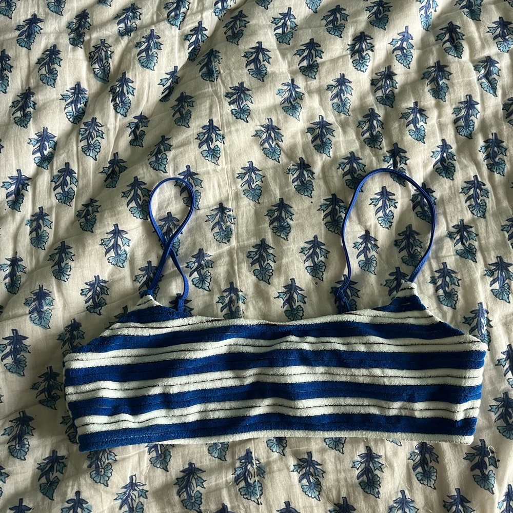 SOLD OUT! Triangl Swimwear Blue and White Striped Bikini Top - Never Worn